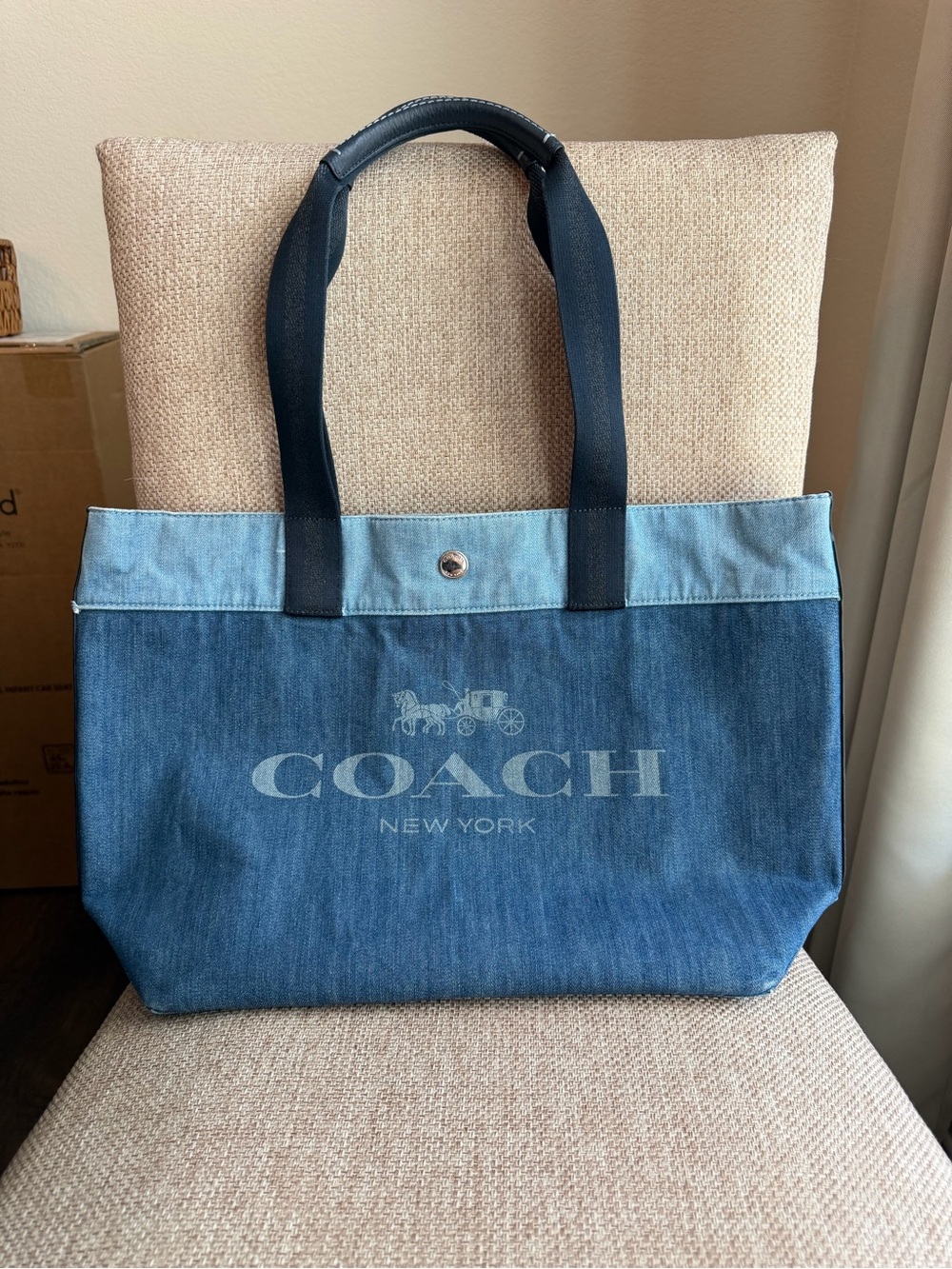 COACH Denim Two-Tone Blue Logo Tote NO HANGTAG
